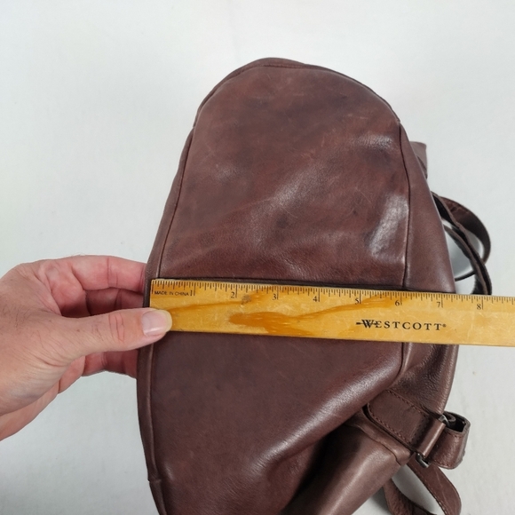 Vilenca Holland Dome Top Soft Genuine Leather Lined Backpack Brown Satchel Bag - Picture 14 of 16